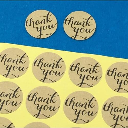 Fashion 5000PCS/Lot circular 3cm kraft Printed above "Thank You" Sticker Labels Adhesive Stickers DIY For Box/gift/envelope