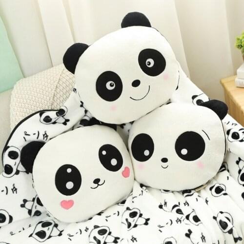 Cartoon Panda Plush Pillow + Blanket Kids Soft Lovely Cushion Stuffed Toy Girl Boy Creative Gift