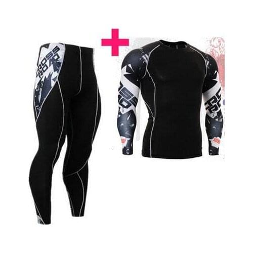 Mens Compression Shirts T Shirt Fitness Men Lycra MMA track suit T-Shirts Tights rashgarda mma long sleeves Fitness Tops & Tees