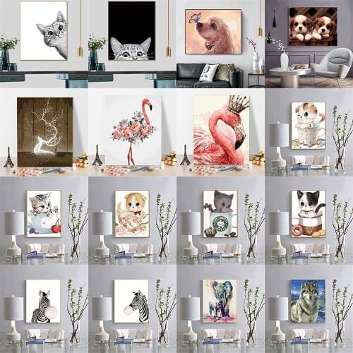Cute Animals World Painting By Numbers For Adults Children Hand Painted Street Scenic Oil Painting Home Decor Acrylic Painting