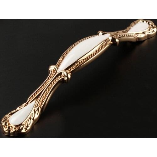 New Luxury Amber Porcelain Platinum Handle European Style Furniture Drawer Wardrobe Door (C.C.:128mm,Length:167mm)