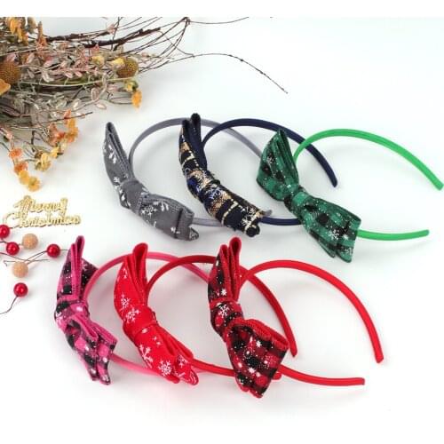 Children Cute Colorful Printed Lattice Stripes Hair Hoop Lovely Bow Headbands For Girls Fashion New Hairband Hair Accessories