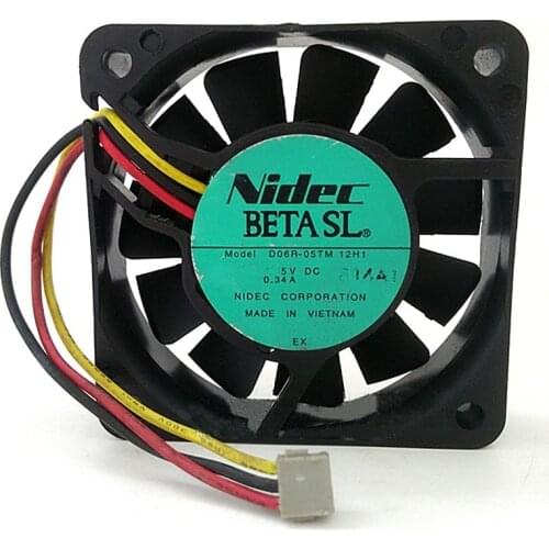 Original NIDEC 60*60*15MM 6CM DC 5V 0.34A D06R-05TM 12H1 3 Line Hydraulic Bearing Cooling Fan