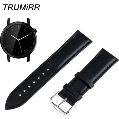 20mm Genuine Leather Watch Band + Tool for Moto 360 2 42mm Mens 2015 Pebble Time Round 20mm Wrist Strap Bracelet Black Brown