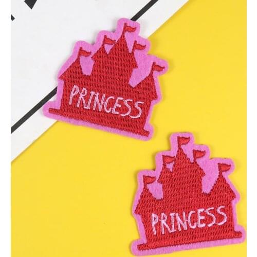 Pink Princess Castle Fashion Patch Embroidery Diy Bag Fashion Sticker Clothes Bags Decoration Cloth Stickers