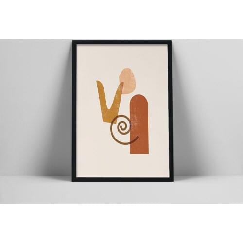 Simple Shapes Art Print | Abstract Shape Wall Art | Printable Terracotta Art | Geometric Shape Poster | Ce Wall Art | Vintag | r