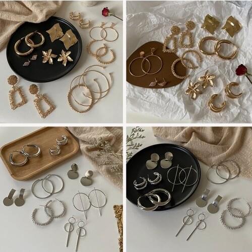 Classic Stainless Steel For Women Trendy Gold Color Small Large Circle Hoop Geometric Earrings Punk Hip Hop Jewelry Accessories