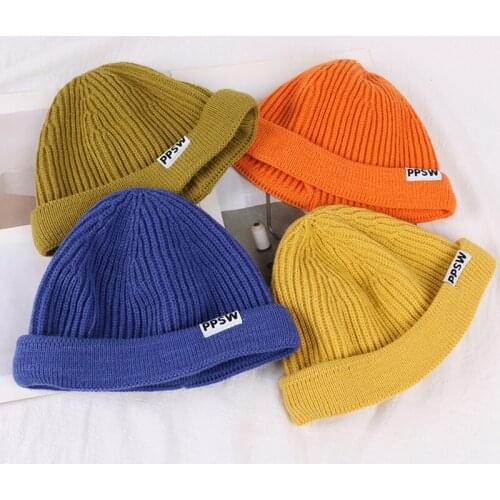 1pc Unisex Men Women Beanie Hat Warm Ribbed Winter Turn Ski Solid Fisherman Docker Cap Fashion Hat