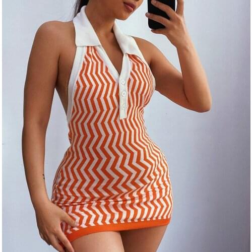 Woolen Bag Hip Dress Sexy Ladies Tight-Fitting Stretch Backless Mini Skirt 2021 Summer New European American Urban Casual Wear