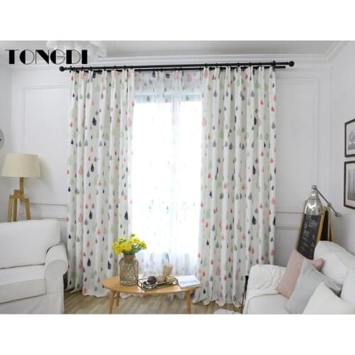 TONGDI Children Printing Blackout Curtains Elegant Cartoon Kawaii Lovely Raindrop Decor For Girl Home Parlou Bedroom LivingRoom