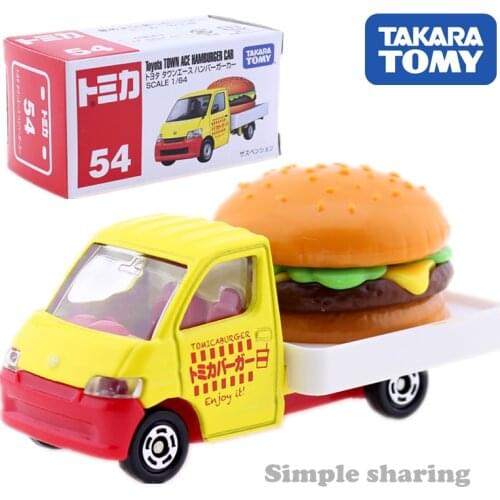 Takara Tomy Tomica No.54 Toyota TOWN ACE Hamburger Car Model 1:64 Miniature Diecast Truck Funny Metallic Kids Toys Mould