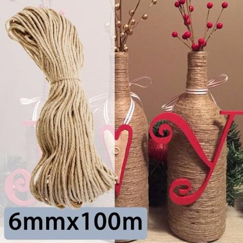 6mm High Tenacity Jute Rope Twine Ropes Natural Hemp Cord Macrame string Diy Cat Pet Scratching Home Art Decoration Khaki 1-14mm