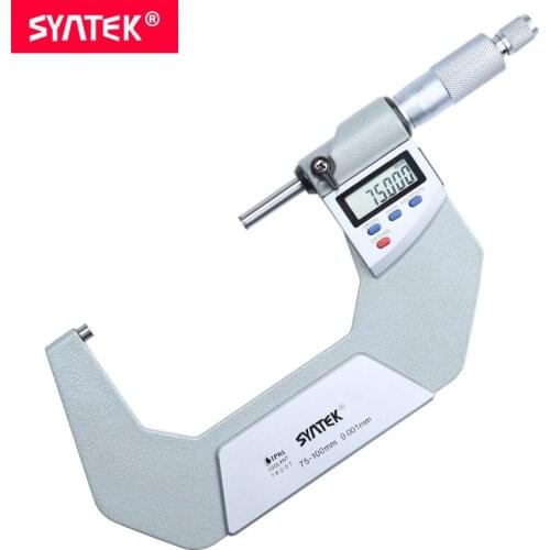 Syntek 75-100mm IP65 Oil Waterproof Electronic Digital Micrometer 0.001mm ABS Caliper Thickness Gauge Meter Carbide Tip Measure