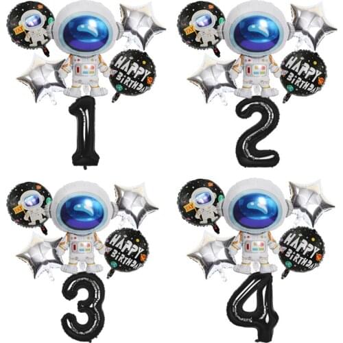 Outer space Party Astronaut Rocket Foil Balloons Happy Birthday Galaxy Theme Party decorations baby shower kids Toy Gift globos