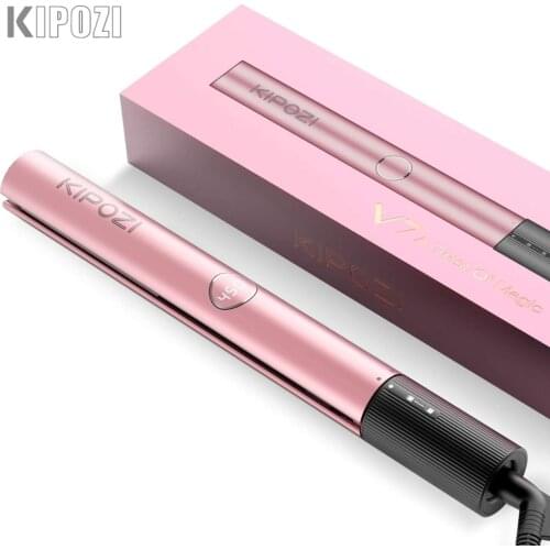 KIPOZI Fashion Hair Straightener 2 in 1 Curling Hair Titanium Flat Iron Quick Heat Styling Tool with LED Display For Hair Beauty