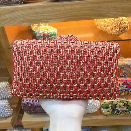 Women red/gold/silver Ladies handbag Bridal wedding party clutch purse female evening bags crystal wallet birthday gift bag lady