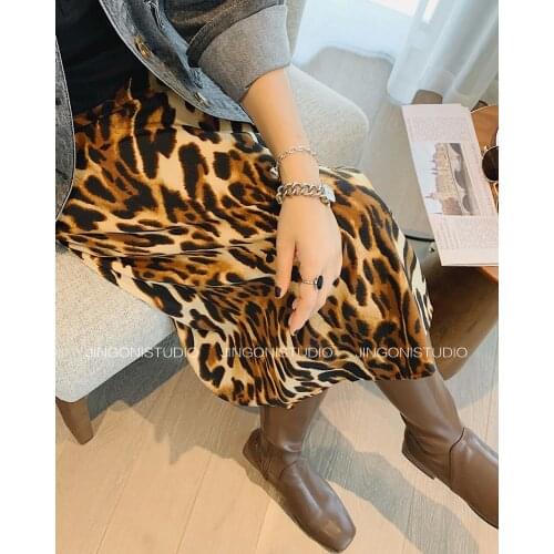 2021 Women High-Waisted Plaid Leopard Midi Long Skirt Y2k Kawaii Za Woman Harajuku Goth Suits Korean Fashion Gothic Clothes Emo