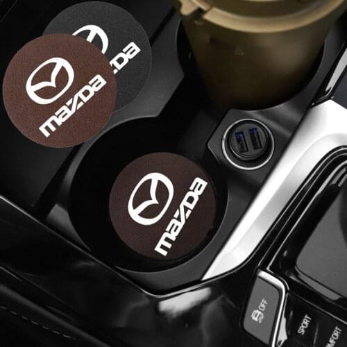 2Pcs Anti Slip Cup Mat Car Logo Coaster Anti-dirt Pad Accessories For Mazda 3 5 6 323 626 RX8 7 MX3 MX5 CX5 Atenza Axela Gadgets
