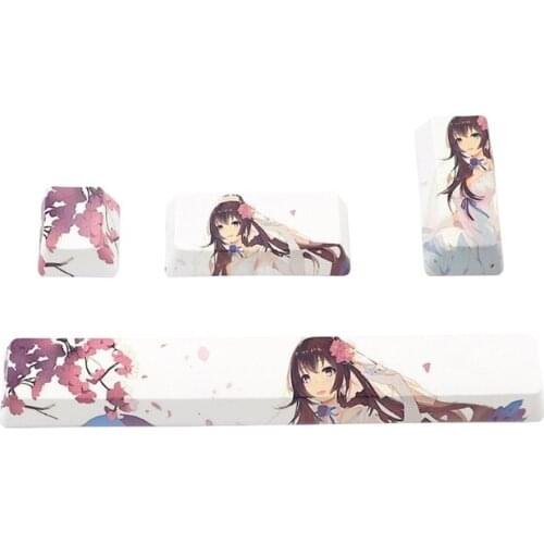 4key Custom Sakura Hitomi Mechanical Keycaps ESC Enter X 2 6.25u Spacebar PBT OEM Profile Novelty DIY Keyboard