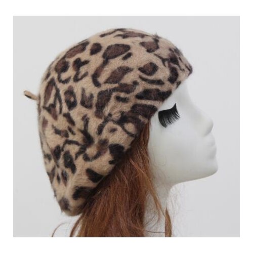 50pcs/lot fedex fast autumn winter leopard berets woman casual print berets rabbit fur beanie free size