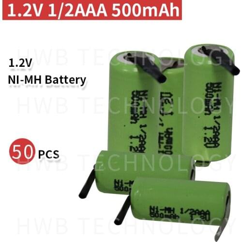 50 PCS/lot KX Original New 1.2V 1/2AAA 400mAh Ni-Mh 1/2 AAA Ni-Mh Rechargeable Battery With Pins Free Shipping