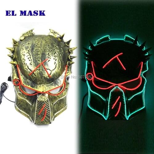 Anime Predator EL Wire Mask Dance DJ Cosplay Neon Mask Illuminated Led Flashing Mask For Carnival Night Club