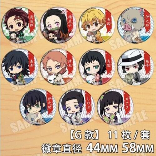 Anime Demon Slayer Kamado Tanjirou Kibutsuji Muzan Makomo Figure 4602 Badges Round Brooch Pin Gifts Kids Collection Toy