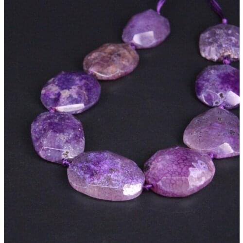 Large Size Approx9PCS/strand Purple Natural Agates Faceted Nugget Slice Pendant Beads,Raw Stone Cut Slabs Jewelry Making
