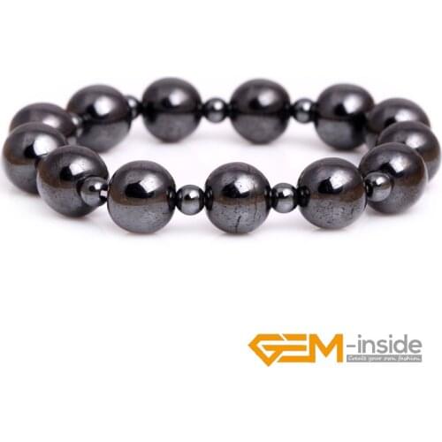 Bracelet: 4mm 10mm Natural Black Hematite Gem stone Bead Bracelet For Women Girl Adjustable Wholesale Free Shipping