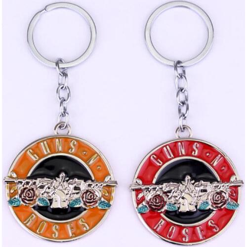 Dongsheng Famous American Hard Rock Band Roling Guns N 'Roses Key Chain Alloy Keychain Pendant Key Ring Holder Gift Accessories