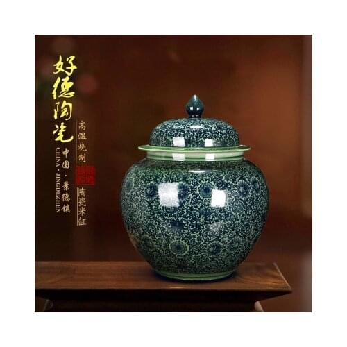 Jingdezhen 8 kg red ceramic barrel ricer box barrel with cover tank it oil cylinder can save m kimchi cylinder