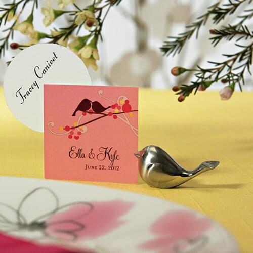 20pcs/lot Silver Love Bird Wedding Place Card Holder Favors and Photo holder with Matching Place Card Wholesale Free Shipping