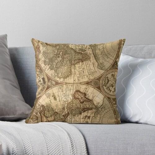Ancient Map Throw Pillow Cushion Cover Polyester throw pillows case on sofa home living room car seat decor 45x45cm