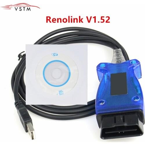 Renolink V1.52 For Re-nault OBD2 ECU Programmer Reno Link USB Diagnostic Cable For ECU Key Programming Airbag Reset