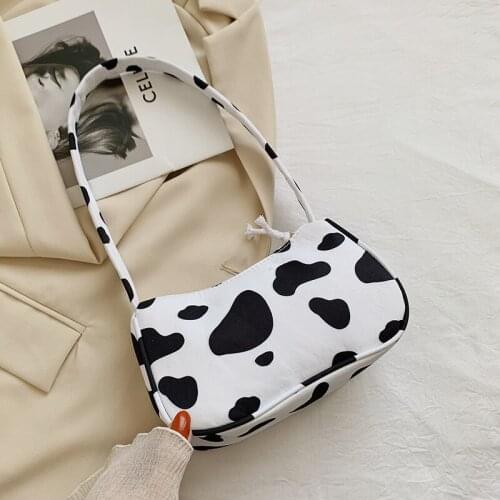 Animal Pattern Print Canvas Shoulder Underarm Bag Vintage Ladies Small Purse Handbags Casual All-match Fashion Women Square Bags