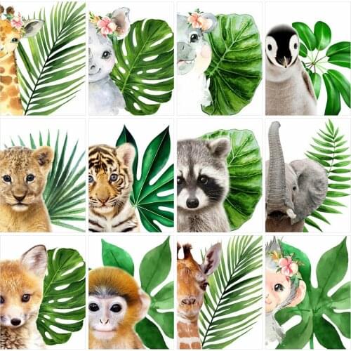 Huacan 5D Diamond Painting Full Square Tiger Art DIY Paint With Diamonds Embroidery Mosaic Animal Elephant Decorations Home