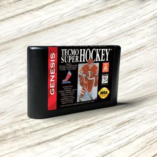 Tecmo Super Hockey - USA Label Flashkit MD Electroless Gold PCB Card for Sega Genesis Megadrive Video Game Console