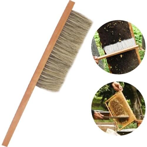 Beekeeping Tools Hive Cleaning Brush Soft Horsetail and Pig Bristles Hair Two Rows Bee Sweep Brush Beekhive Cleaning Tools