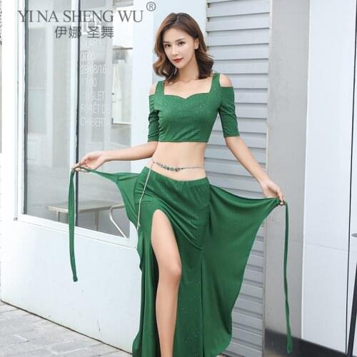 Belly Dance Suit Top Split Long Skirt Performance Clothes Set Female Elegant Profession Competition Clothing Practice Clothes