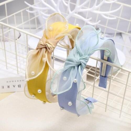 Student fashion all-match net yarn sequins love knotted lace headband headdress