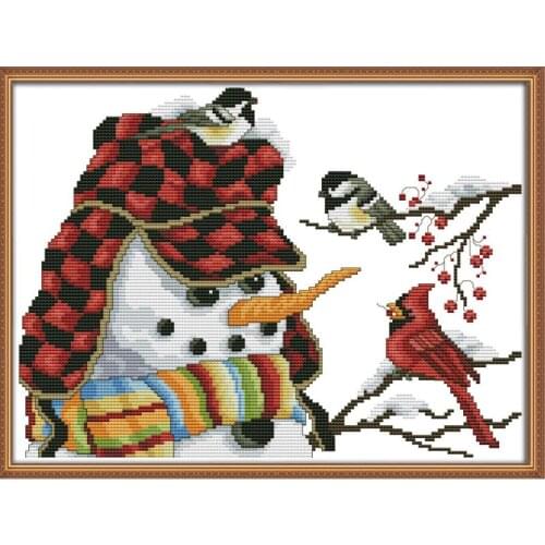 Joy Sunday Christmas Snowman Patterns Handmade Cross Stitch Kit DMC Cross Stitch Embroidery Christmas Home Decoration Send Gift