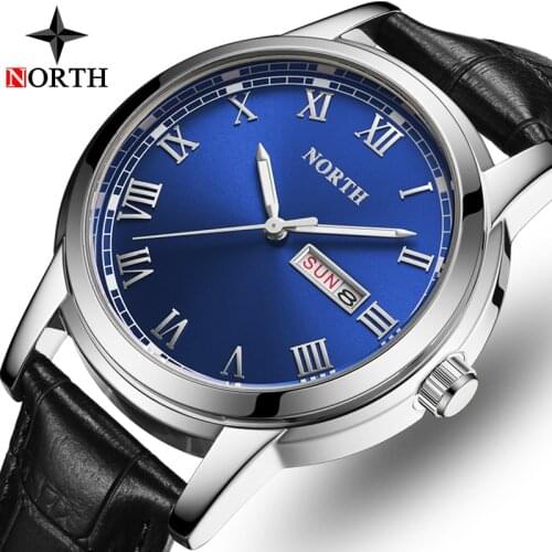 NORTH Luxury Brand Men Watches Fashion Business Watch Men Sport Casual Leather Stap Watch Waterproof Quartz Wristwatches Male