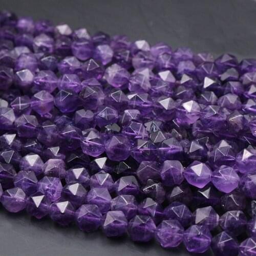 New Fashion Natural Rock Crystal Big Facet A+ Purple Amethysts Stone Beads 6mm-12mm Diy Find Beads For Jewelry Making15' String