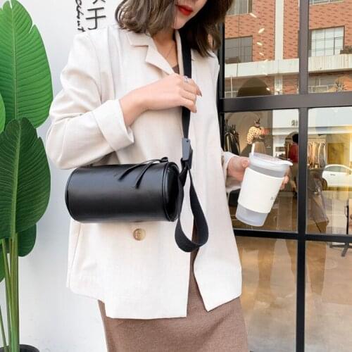 2020 New Fashion Simple Men and Women Korean-Style Shoulder/Crossbody Bag Small Cylinder Bag Cylindrical Bucket Bag