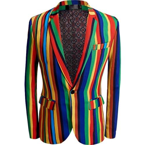 New Arrival Men suit Nightclubs Male Singer DJ Party Fashion Large color stripe Mens Cotton Suit Costumes clothes Homme