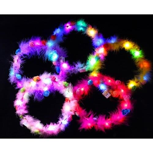 New light-emitting feather wreath led bright flash wreath stall hot sale in scenic spot