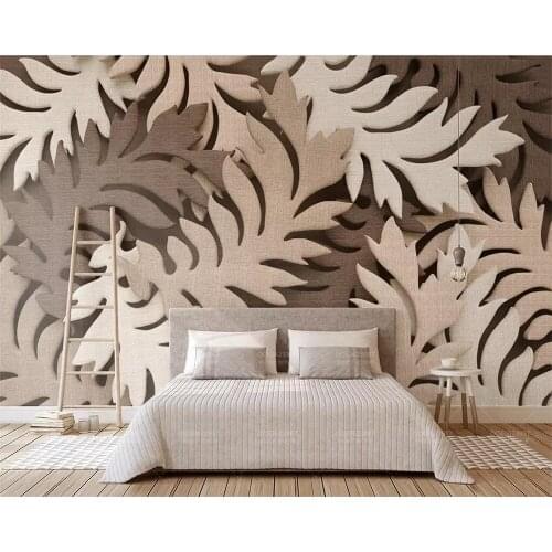 Beibehang Wallpaper 3d leaf brown cloth Nordic TV background wallpaper home decoration living room bedroom mural 3d wallpaper