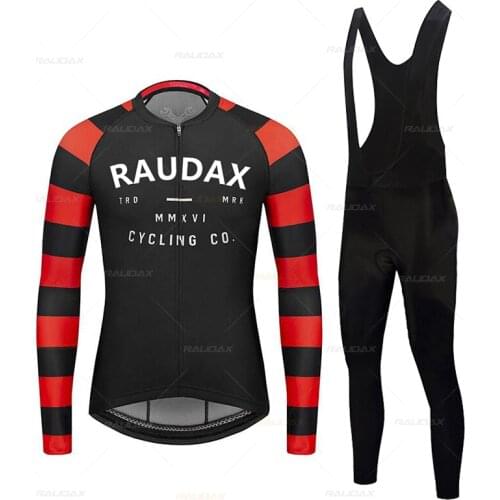 2021 RAUDAX Autumn Long Sleeve Cycling Jersey Set Bib Pants Ropa Ciclismo Bicycle Clothing MTB Bike Jersey Uniform Mens Clothes