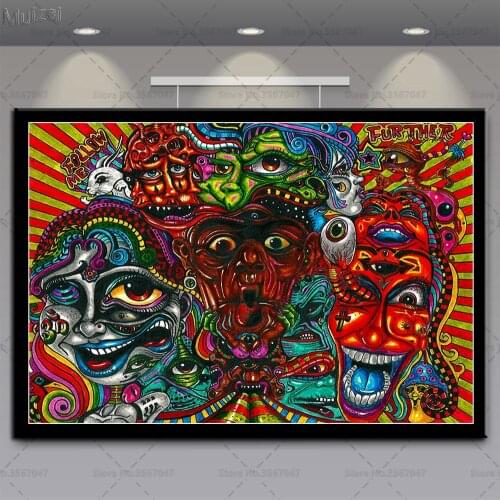 Posters and Prints Psychedelic Trippy Abstract Acid Lsd Acrylic Canvas Painting Pictures Wall Art Poster for Home Decoration