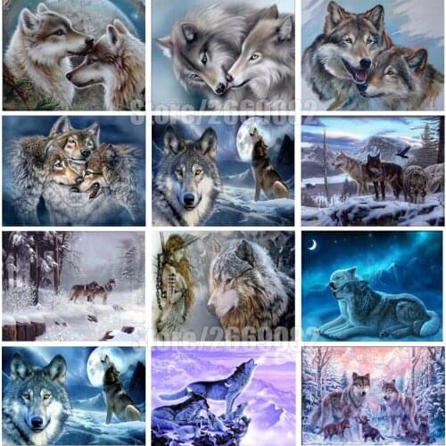 Complete Diamond Embroidered Wolf Mosaic 5D Cross Stitch Full Diamond Diamond Painting DIY Home Decor Christmas Gift TT1080